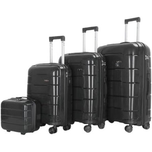 4-Piece Luggage Set, PP Material Hard Shell Suitcases, 8 Spinner Wheels, Telescopic Handle & Anti-Theft Zippers