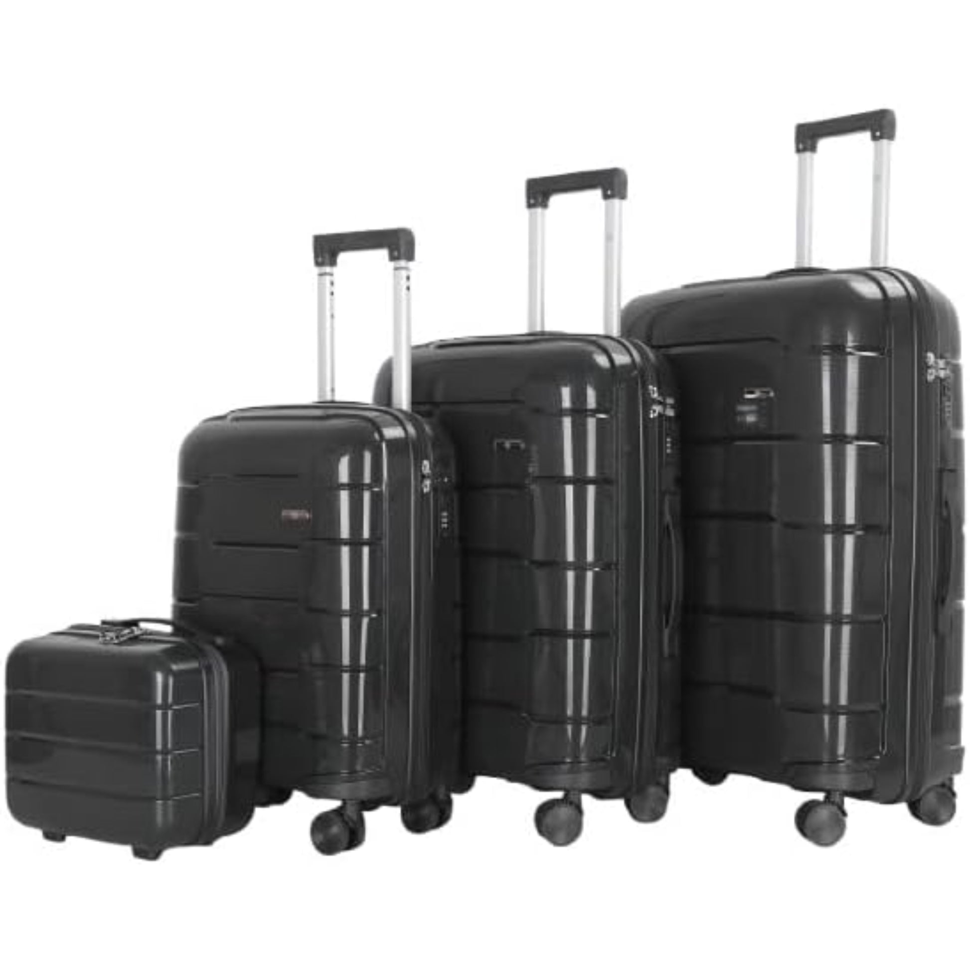 4-Piece Luggage Set, PP Material Hard Shell Suitcases, 8 Spinner Wheels, Telescopic Handle & Anti-Theft Zippers
