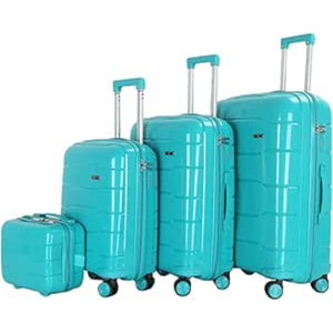4-Piece Luggage Set, PP Material Hard Shell Suitcases, 8 Spinner Wheels, Telescopic Handle & Anti-Theft Zippers
