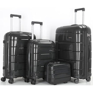 4-Piece Luggage Set, PP Material Hard Shell Suitcases, 8 Spinner Wheels, Telescopic Handle & Anti-Theft Zippers