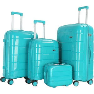 4-Piece Luggage Set, PP Material Hard Shell Suitcases, 8 Spinner Wheels, Telescopic Handle & Anti-Theft Zippers