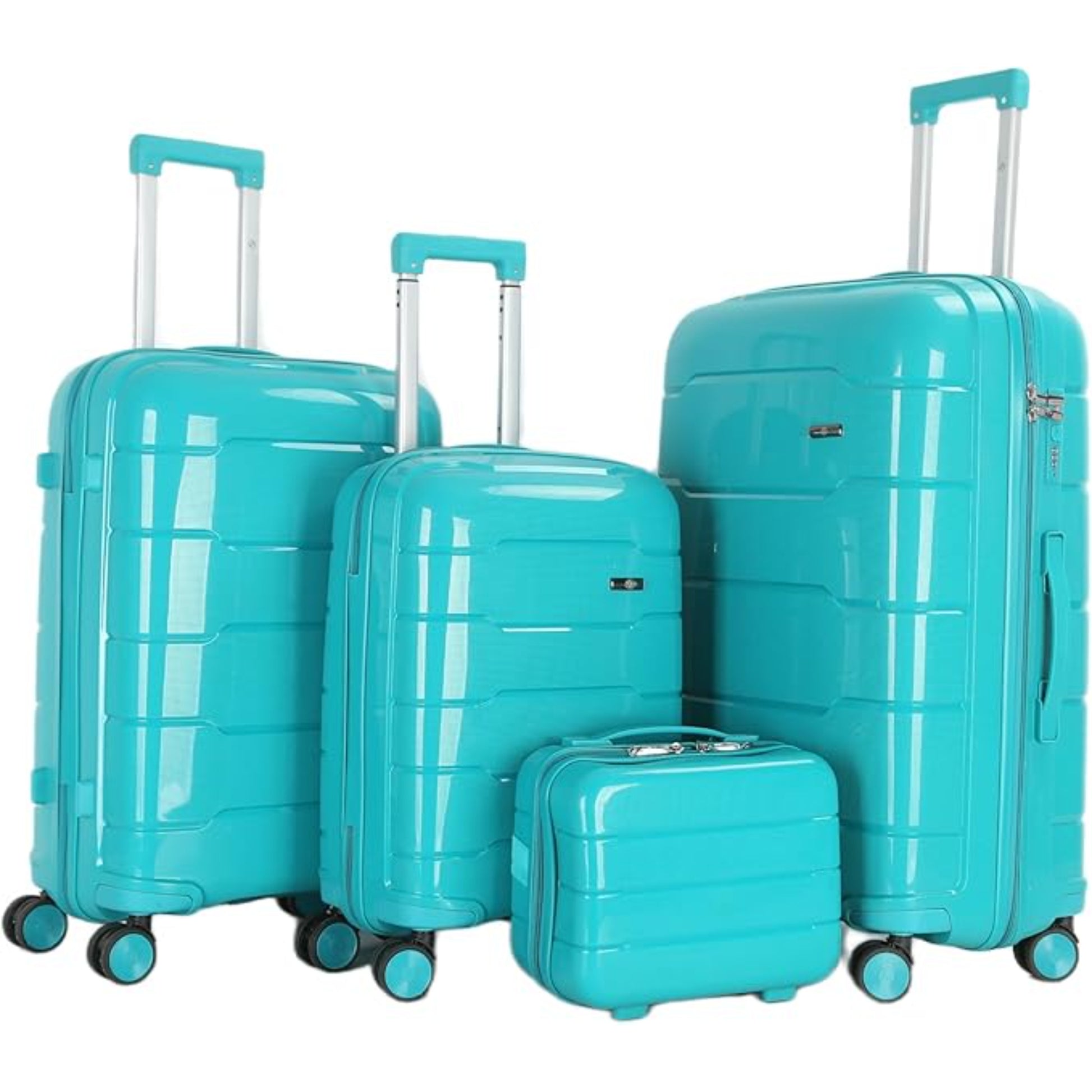 4-Piece Luggage Set, PP Material Hard Shell Suitcases, 8 Spinner Wheels, Telescopic Handle & Anti-Theft Zippers