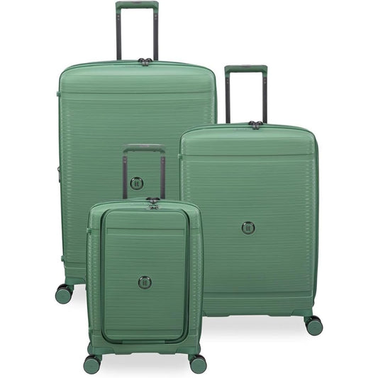 3-Piece Luggage Set, PP Material Hard Shell Suitcases, 8 Spinner Wheels, Telescopic Handle & Anti-Theft Zippers
