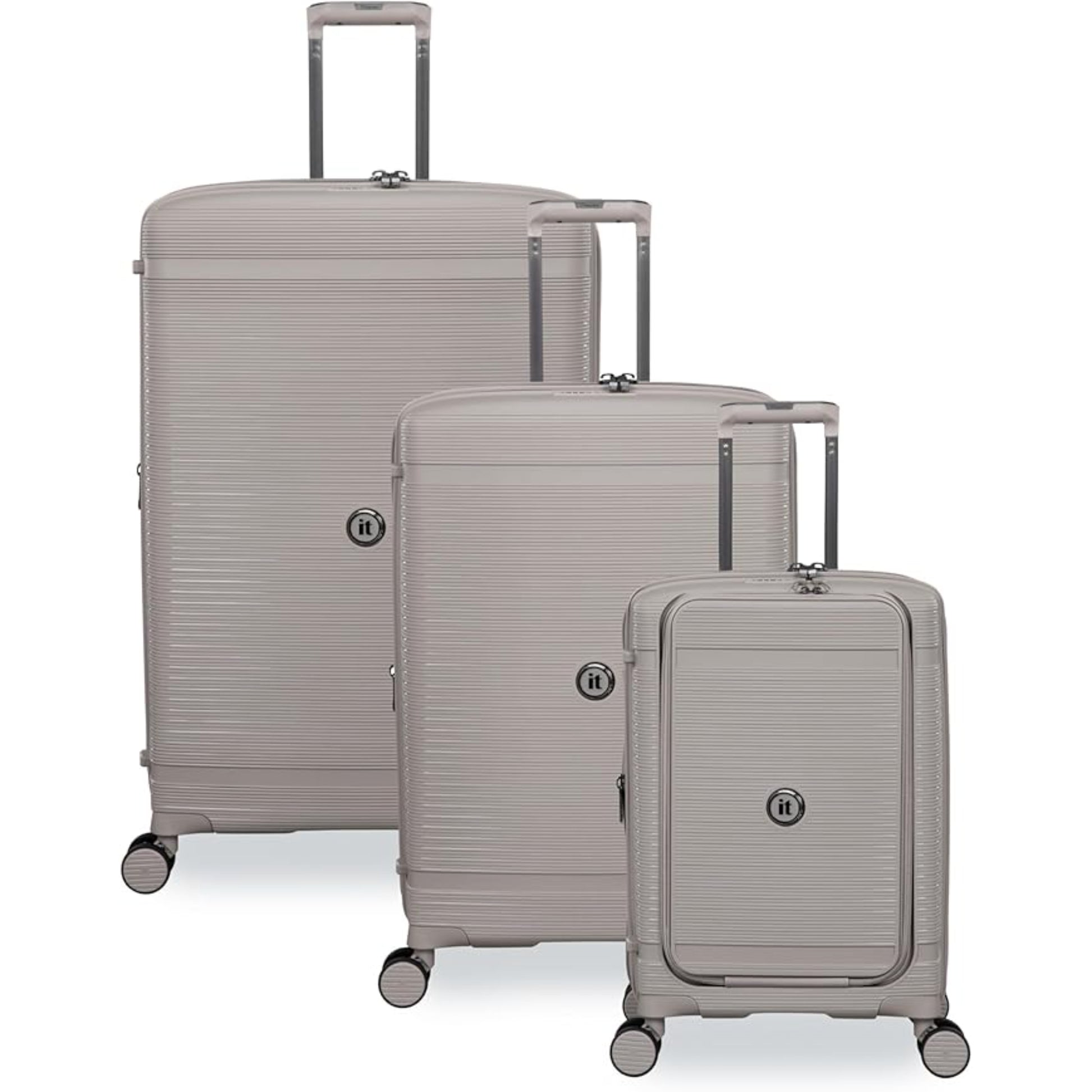 3-Piece Luggage Set, PP Material Hard Shell Suitcases, 8 Spinner Wheels, Telescopic Handle & Anti-Theft Zippers