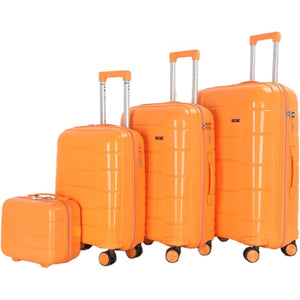 4-Piece Luggage Set, PP Material Hard Shell Suitcases, 8 Spinner Wheels, Telescopic Handle & Anti-Theft Zippers