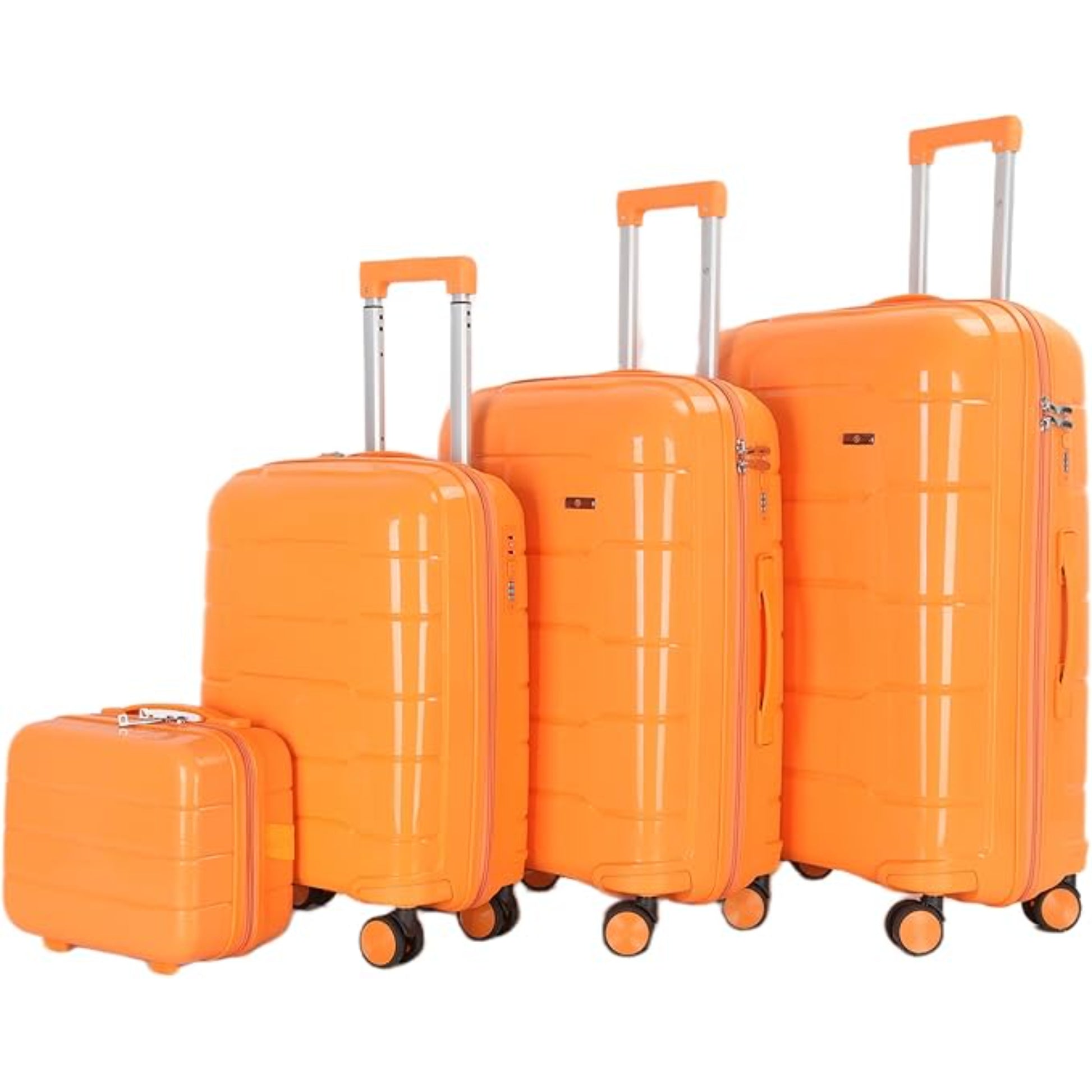 4-Piece Luggage Set, PP Material Hard Shell Suitcases, 8 Spinner Wheels, Telescopic Handle & Anti-Theft Zippers