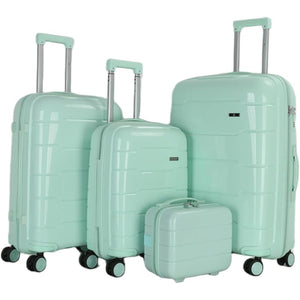 4-Piece Luggage Set, PP Material Hard Shell Suitcases, 8 Spinner Wheels, Telescopic Handle & Anti-Theft Zippers