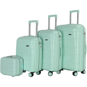 4-Piece Luggage Set, PP Material Hard Shell Suitcases, 8 Spinner Wheels, Telescopic Handle & Anti-Theft Zippers