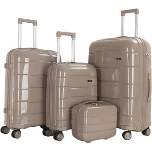 4-Piece Luggage Set, PP Material Hard Shell Suitcases, 8 Spinner Wheels, Telescopic Handle & Anti-Theft Zippers