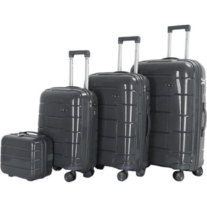 4-Piece Luggage Set, PP Material Hard Shell Suitcases, 8 Spinner Wheels, Telescopic Handle & Anti-Theft Zippers