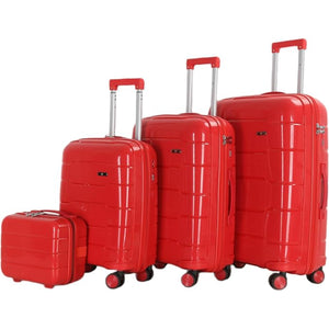 4-Piece Luggage Set, PP Material Hard Shell Suitcases, 8 Spinner Wheels, Telescopic Handle & Anti-Theft Zippers