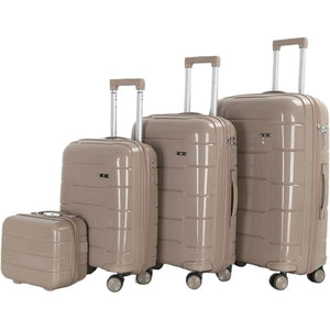 4-Piece Luggage Set, PP Material Hard Shell Suitcases, 8 Spinner Wheels, Telescopic Handle & Anti-Theft Zippers