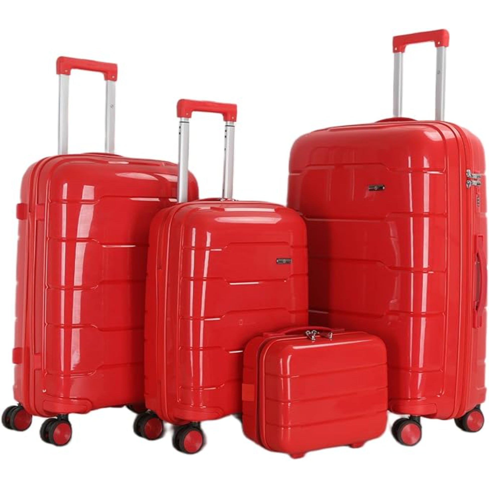 4-Piece Luggage Set, PP Material Hard Shell Suitcases, 8 Spinner Wheels, Telescopic Handle & Anti-Theft Zippers