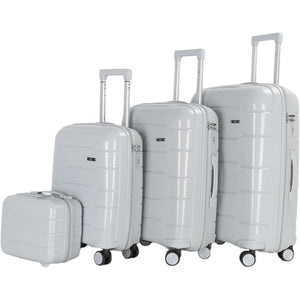 4-Piece Luggage Set, PP Material Hard Shell Suitcases, 8 Spinner Wheels, Telescopic Handle & Anti-Theft Zippers