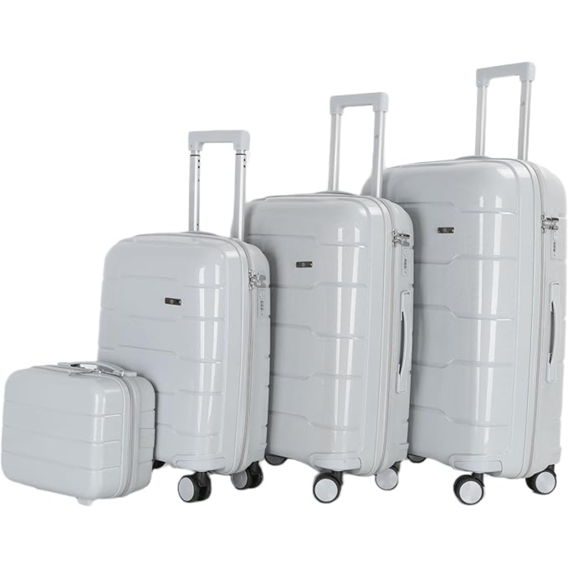 4-Piece Luggage Set, PP Material Hard Shell Suitcases, 8 Spinner Wheels, Telescopic Handle & Anti-Theft Zippers
