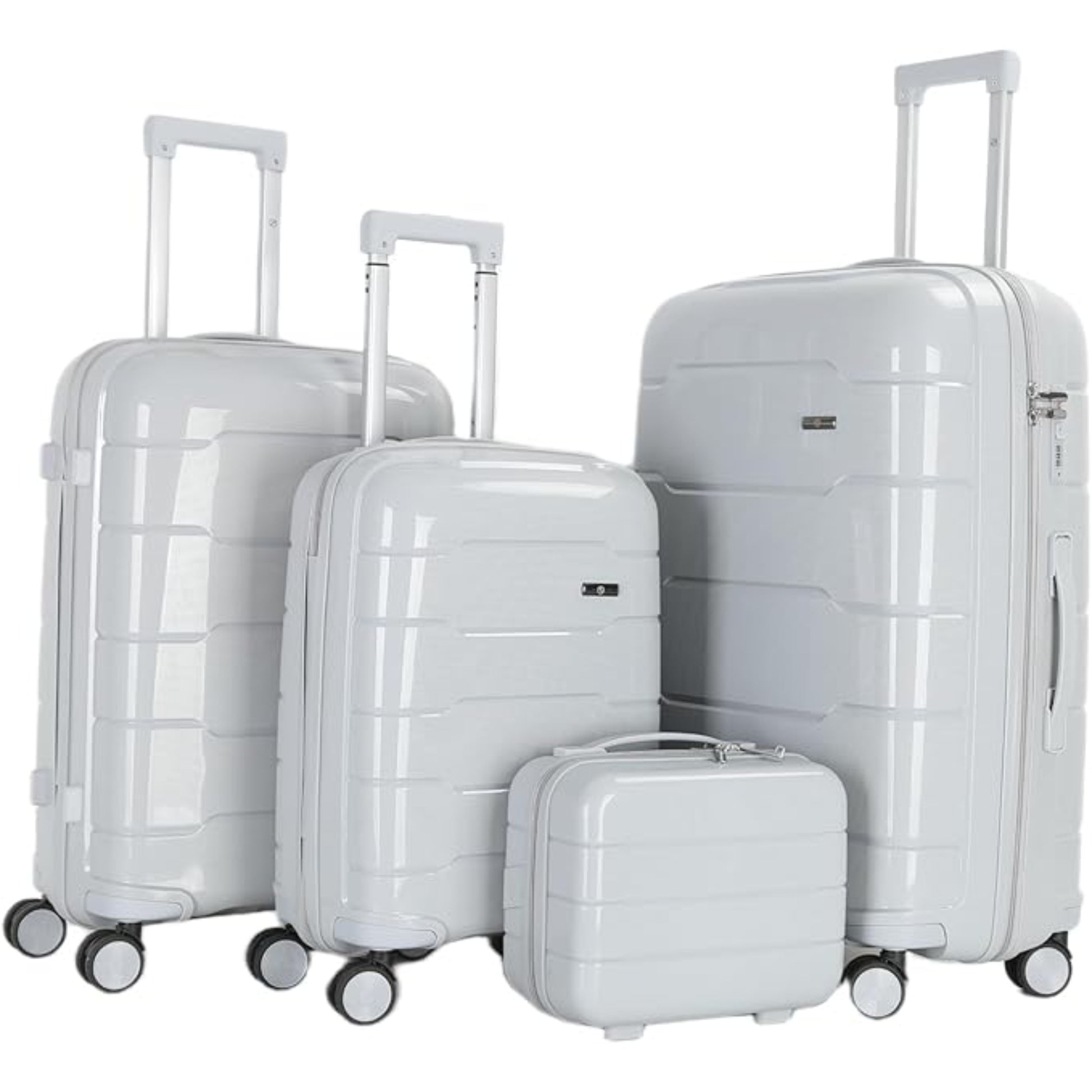 4-Piece Luggage Set, PP Material Hard Shell Suitcases, 8 Spinner Wheels, Telescopic Handle & Anti-Theft Zippers