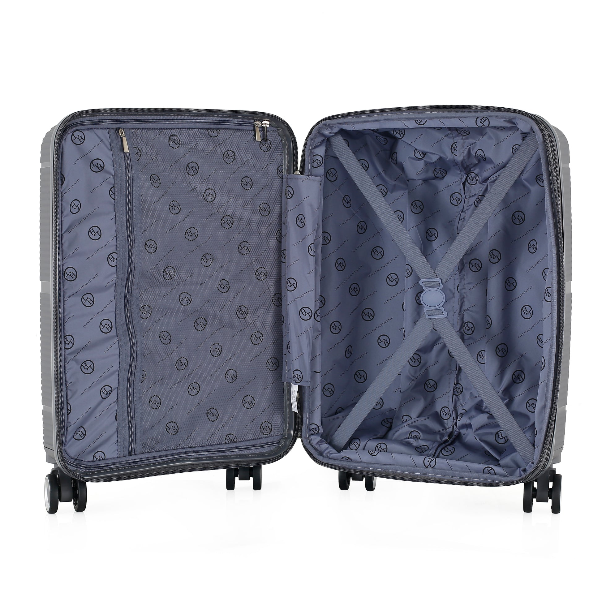 3-Piece Luggage Set, PP Material Hard Shell Suitcases, 8 Spinner Wheels, Telescopic Handle & Anti-Theft Zippers