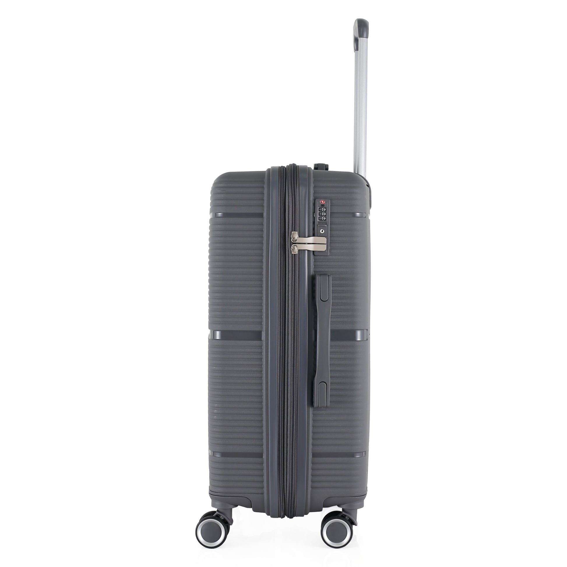 3-Piece Luggage Set, PP Material Hard Shell Suitcases, 8 Spinner Wheels, Telescopic Handle & Anti-Theft Zippers