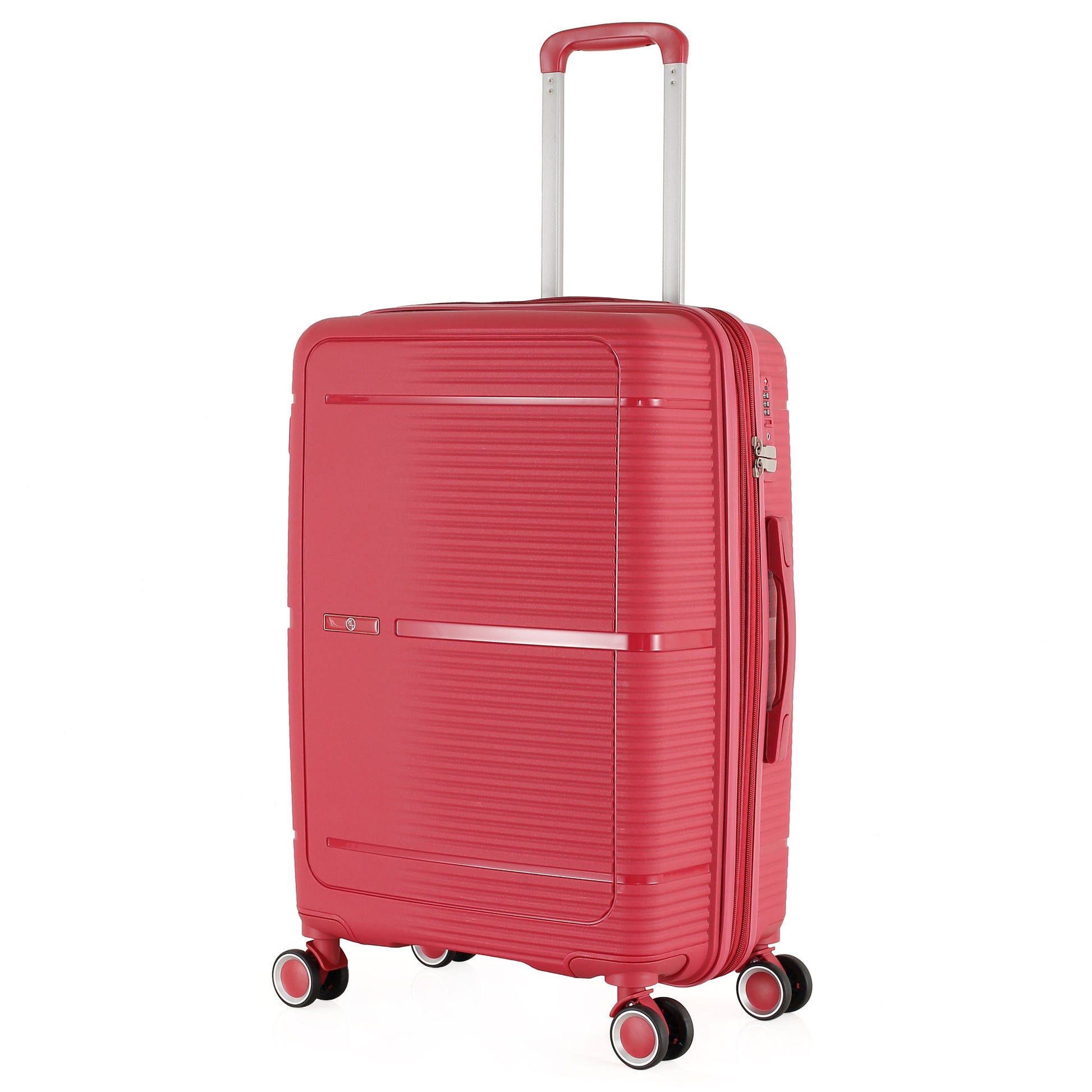 3-Piece Luggage Set, PP Material Hard Shell Suitcases, 8 Spinner Wheels, Telescopic Handle & Anti-Theft Zippers