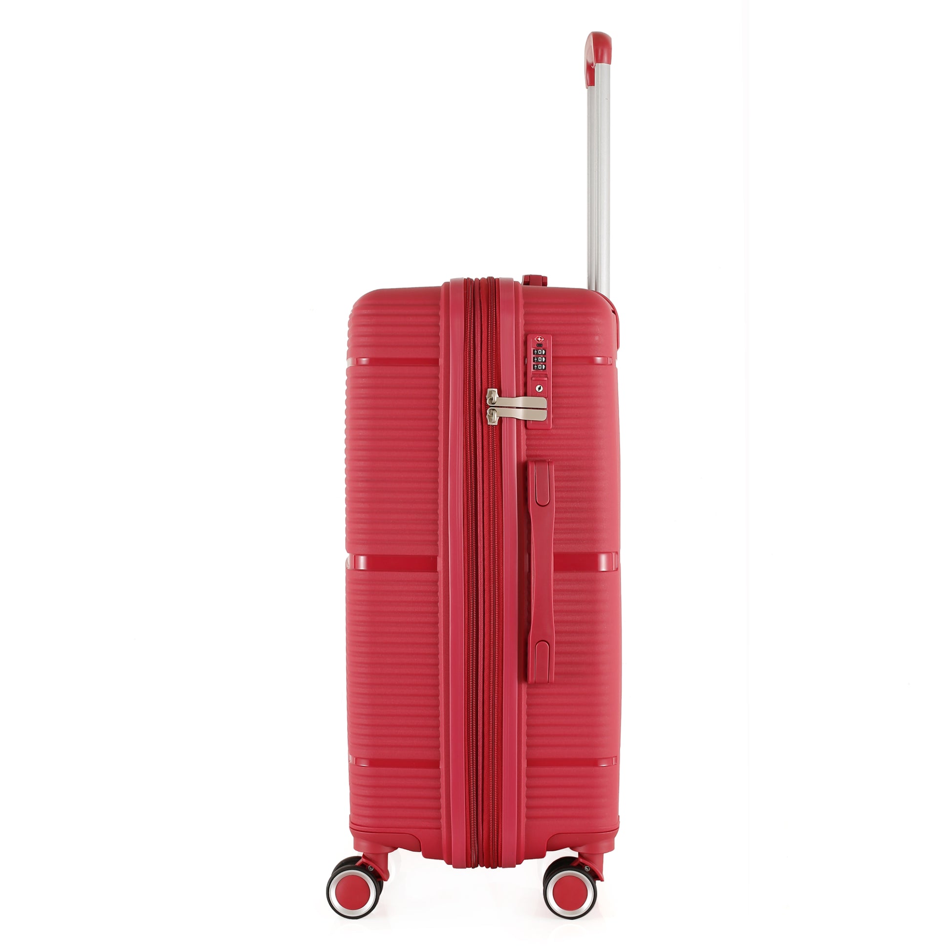 3-Piece Luggage Set, PP Material Hard Shell Suitcases, 8 Spinner Wheels, Telescopic Handle & Anti-Theft Zippers