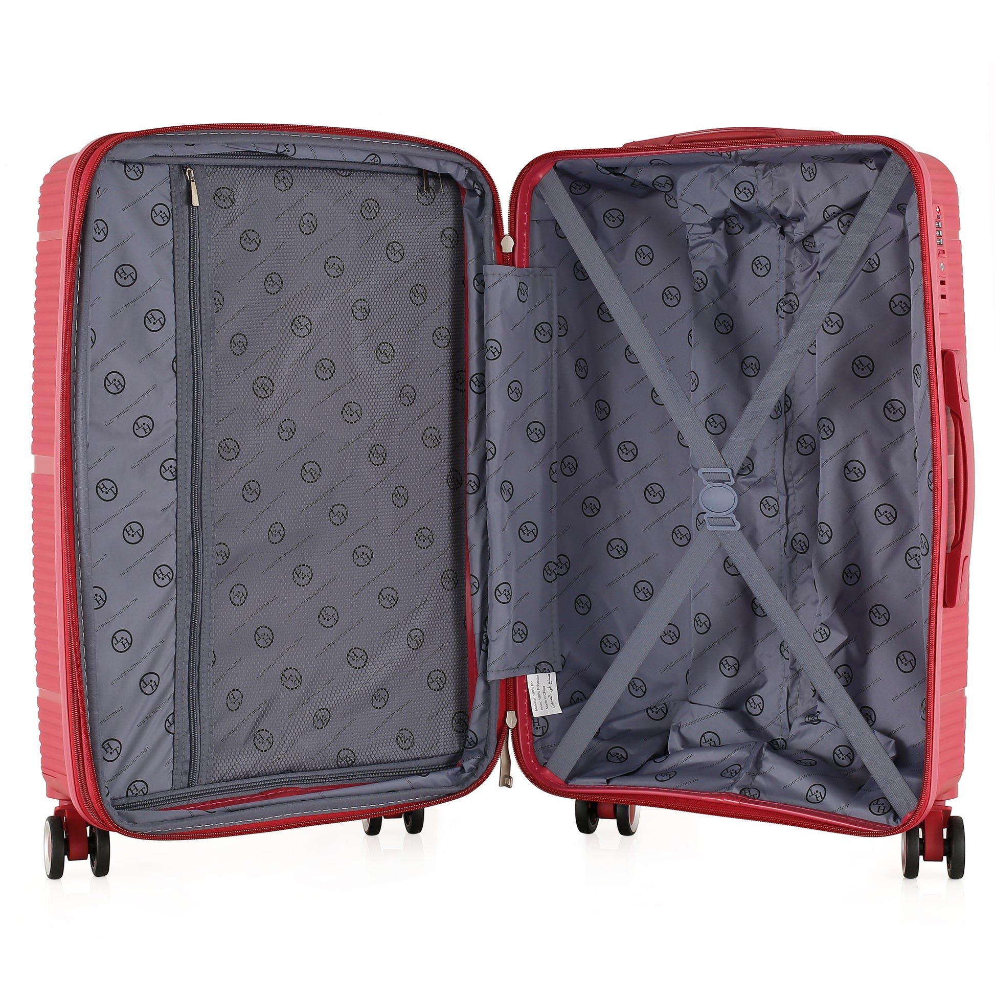 3-Piece Luggage Set, PP Material Hard Shell Suitcases, 8 Spinner Wheels, Telescopic Handle & Anti-Theft Zippers