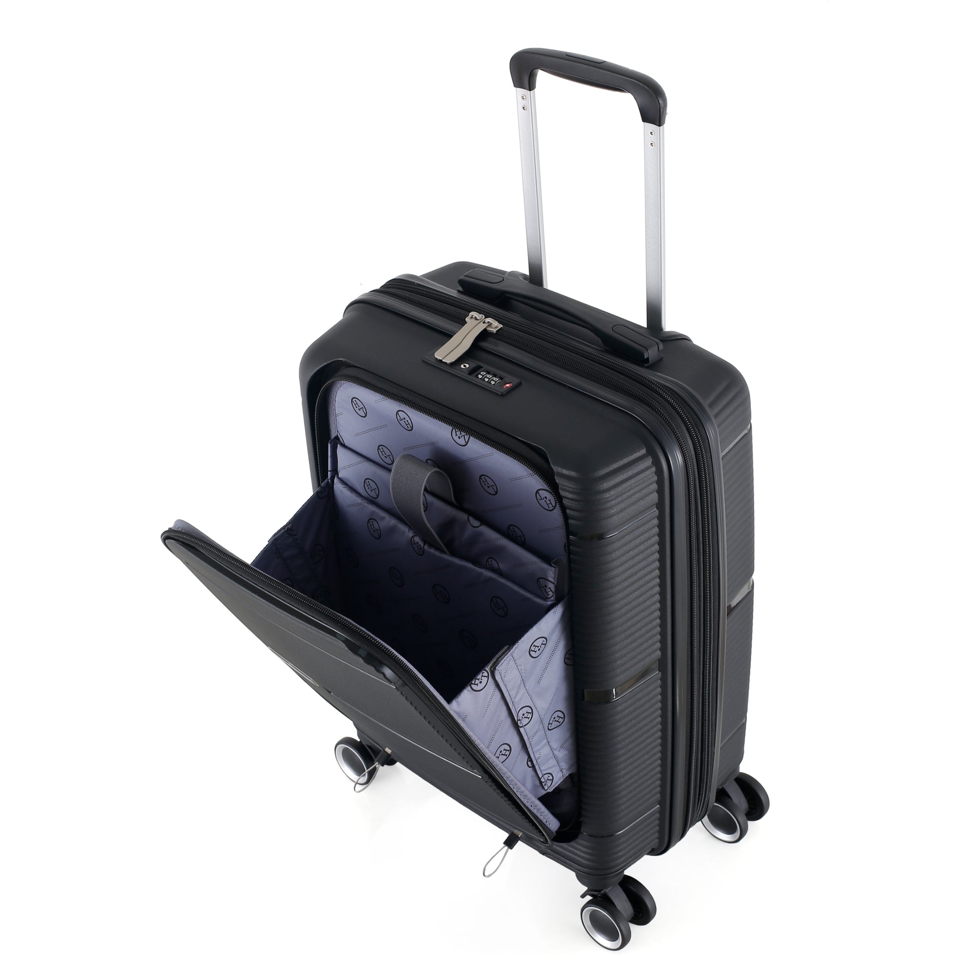 3-Piece Luggage Set, PP Material Hard Shell Suitcases, 8 Spinner Wheels, Telescopic Handle & Anti-Theft Zippers
