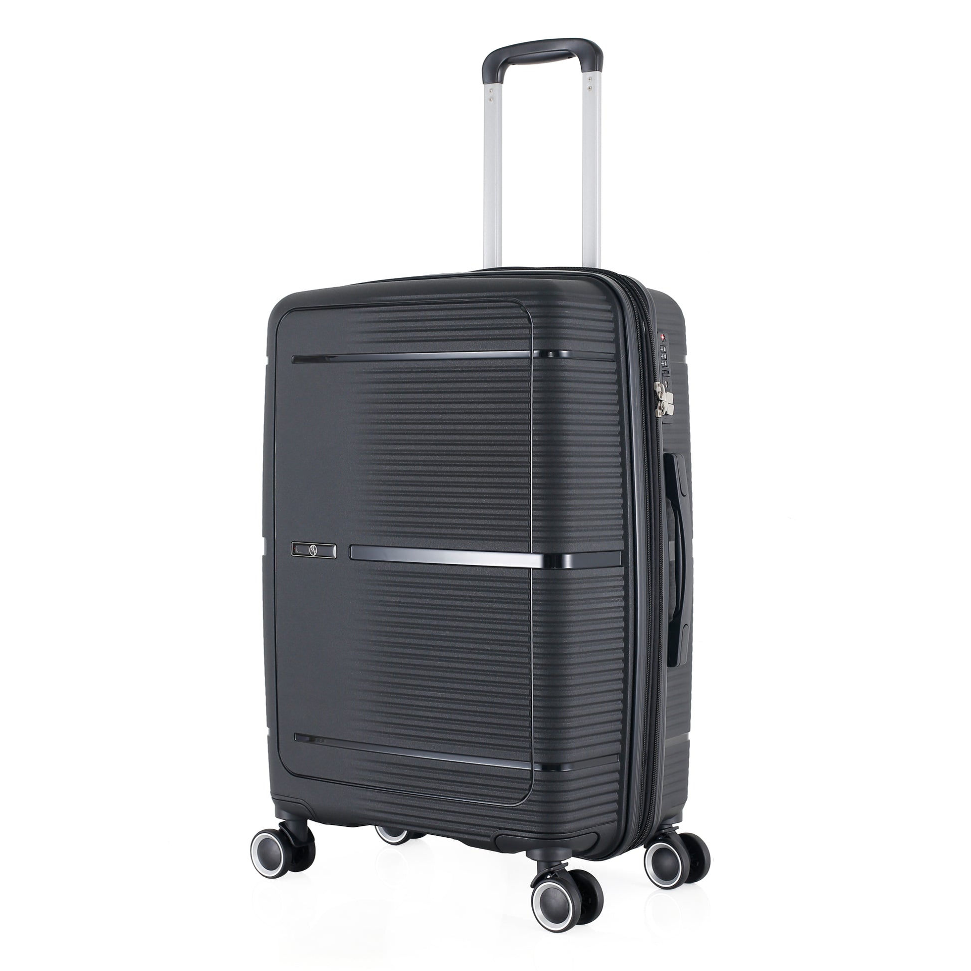 3-Piece Luggage Set, PP Material Hard Shell Suitcases, 8 Spinner Wheels, Telescopic Handle & Anti-Theft Zippers