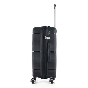 3-Piece Luggage Set, PP Material Hard Shell Suitcases, 8 Spinner Wheels, Telescopic Handle & Anti-Theft Zippers