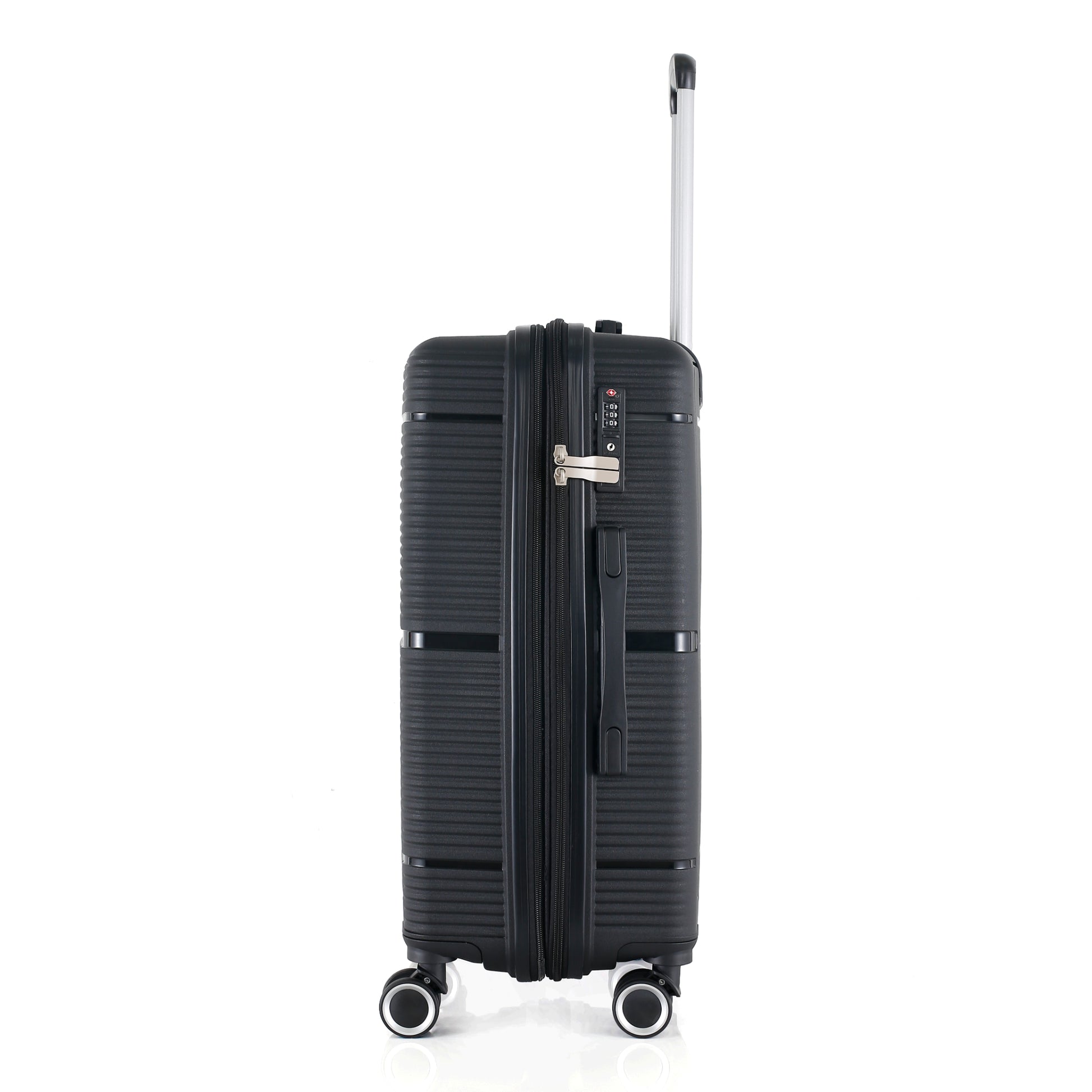 3-Piece Luggage Set, PP Material Hard Shell Suitcases, 8 Spinner Wheels, Telescopic Handle & Anti-Theft Zippers