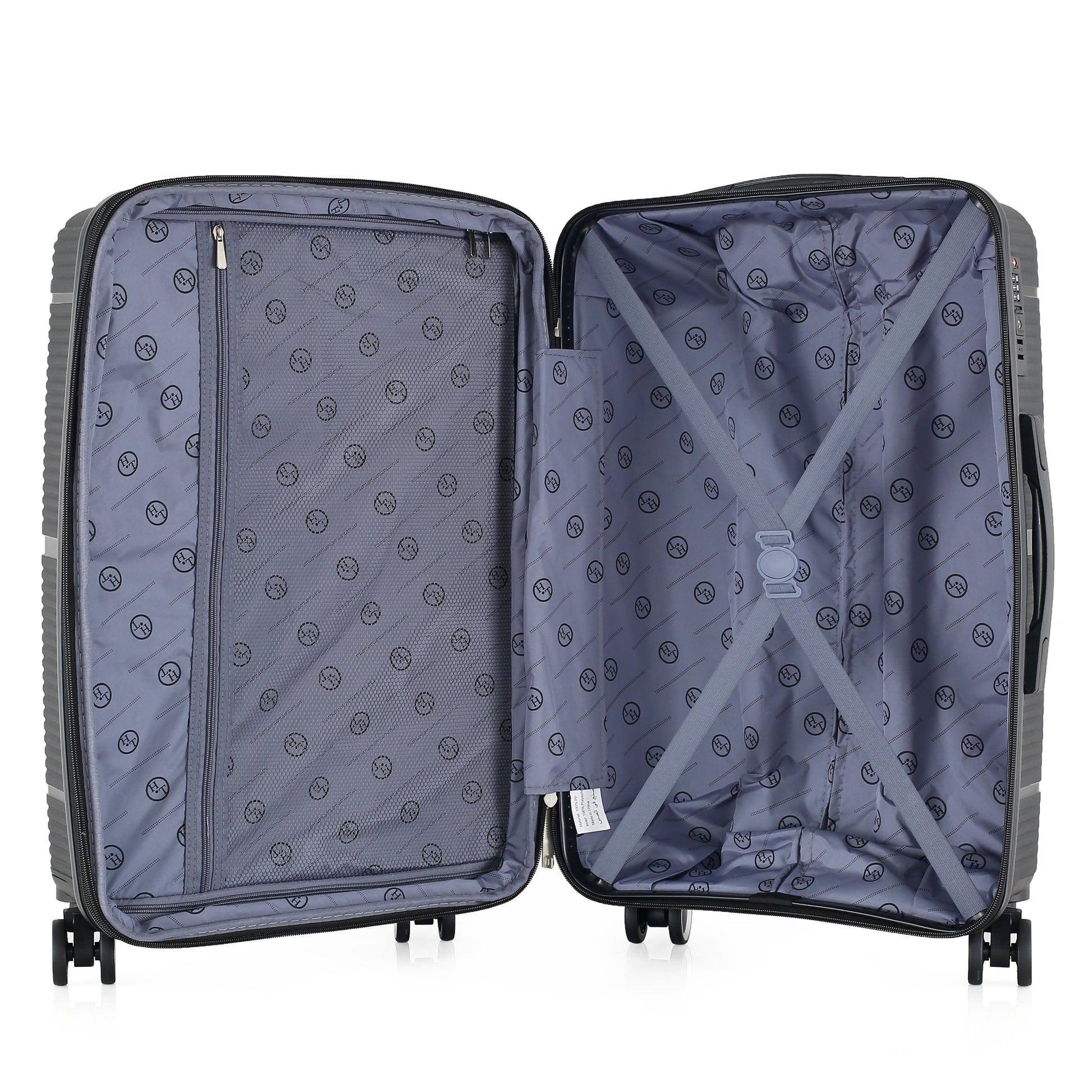3-Piece Luggage Set, PP Material Hard Shell Suitcases, 8 Spinner Wheels, Telescopic Handle & Anti-Theft Zippers