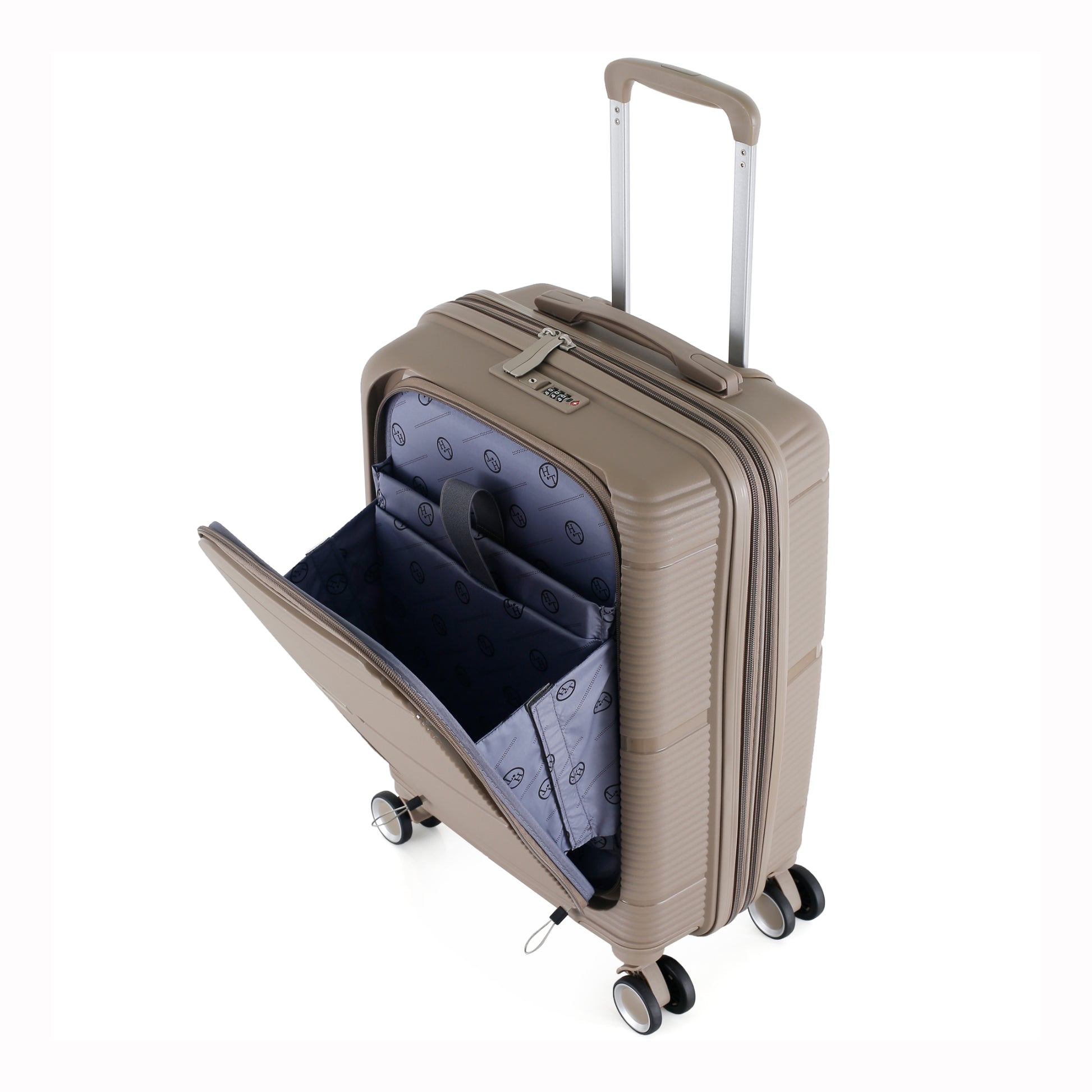 3-Piece Luggage Set, PP Material Hard Shell Suitcases, 8 Spinner Wheels, Telescopic Handle & Anti-Theft Zippers