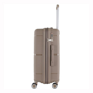 3-Piece Luggage Set, PP Material Hard Shell Suitcases, 8 Spinner Wheels, Telescopic Handle & Anti-Theft Zippers