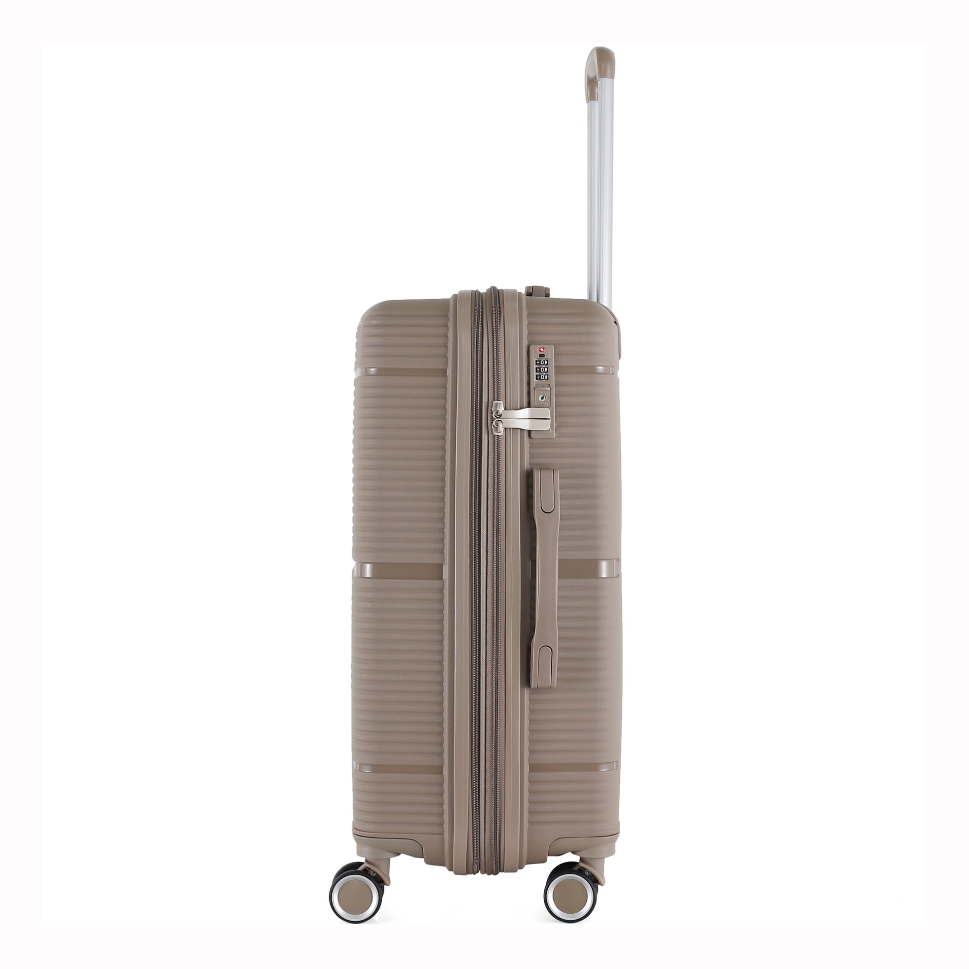 3-Piece Luggage Set, PP Material Hard Shell Suitcases, 8 Spinner Wheels, Telescopic Handle & Anti-Theft Zippers
