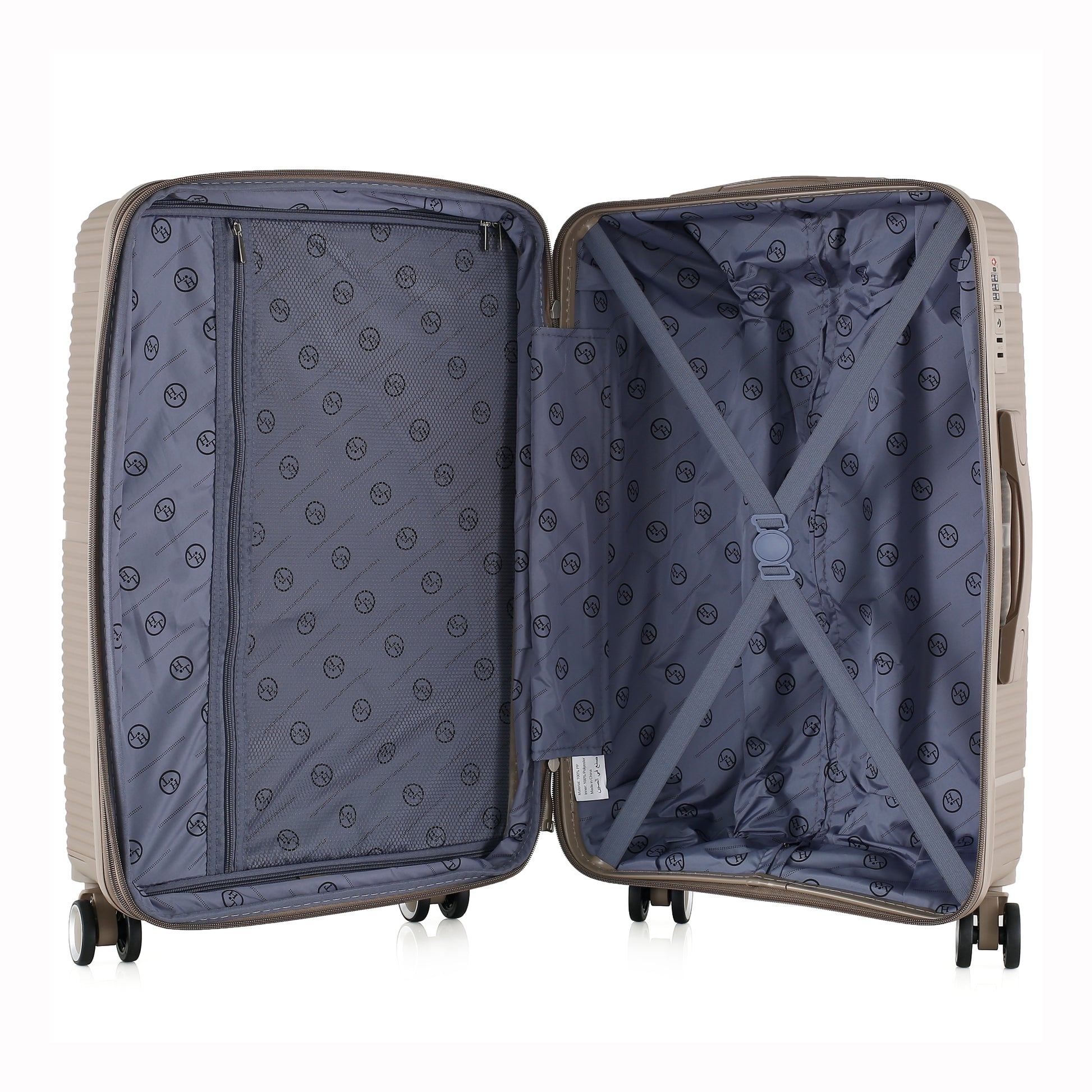 3-Piece Luggage Set, PP Material Hard Shell Suitcases, 8 Spinner Wheels, Telescopic Handle & Anti-Theft Zippers
