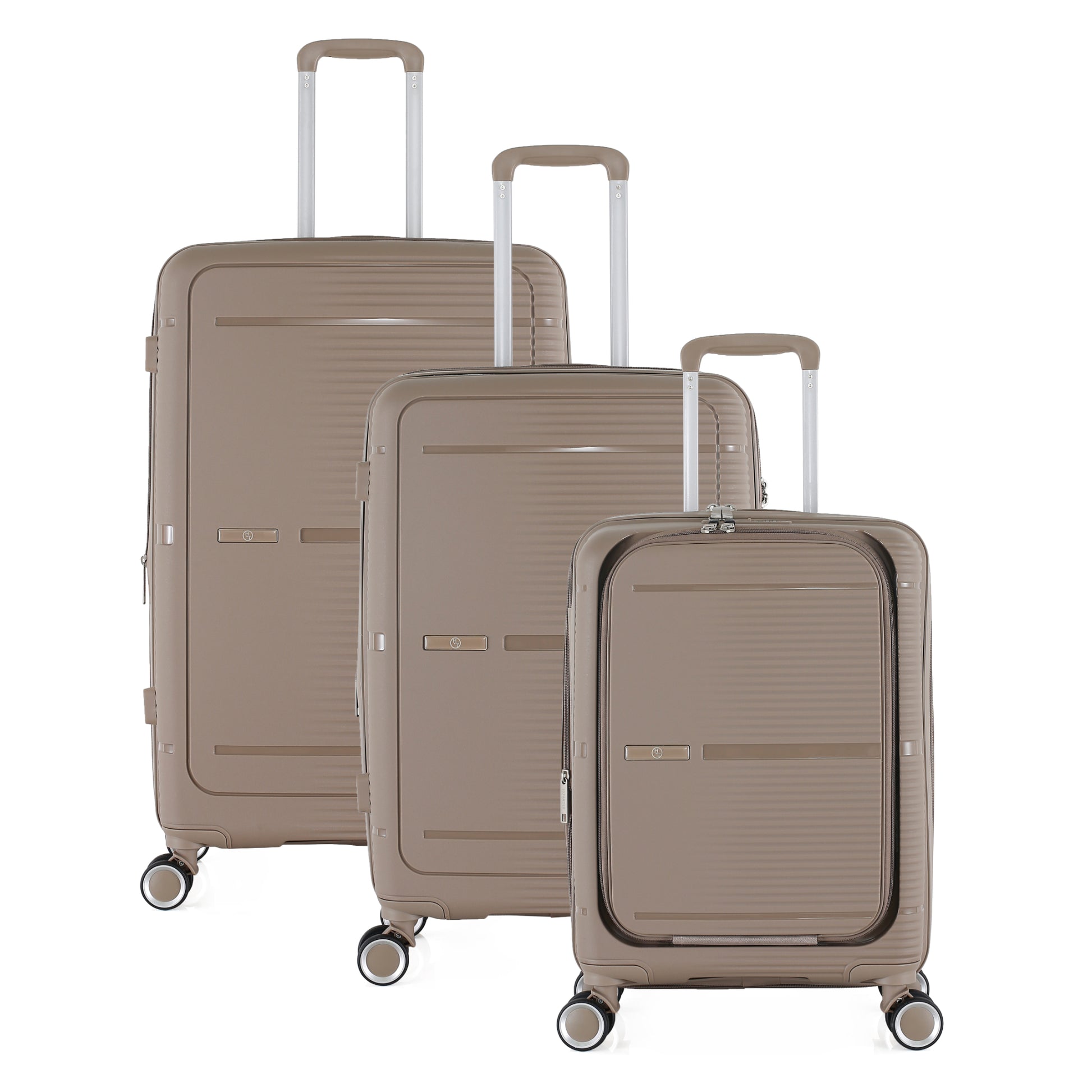 3-Piece Luggage Set, PP Material Hard Shell Suitcases, 8 Spinner Wheels, Telescopic Handle & Anti-Theft Zippers