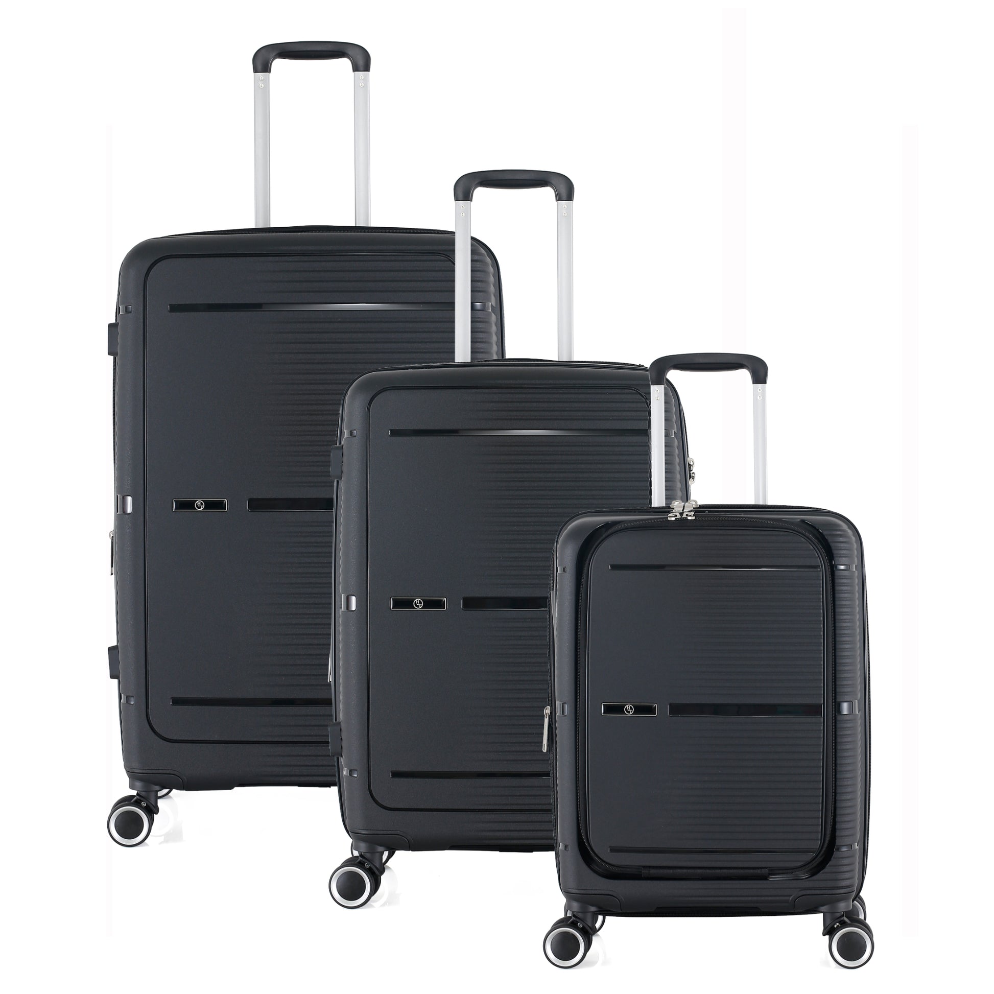 3-Piece Luggage Set, PP Material Hard Shell Suitcases, 8 Spinner Wheels, Telescopic Handle & Anti-Theft Zippers
