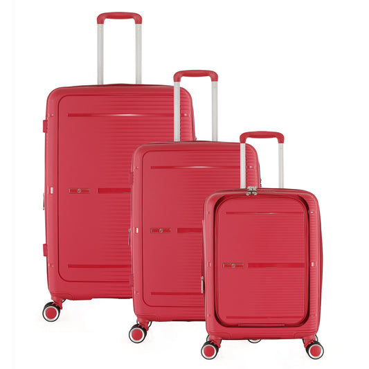 3-Piece Luggage Set, PP Material Hard Shell Suitcases, 8 Spinner Wheels, Telescopic Handle & Anti-Theft Zippers