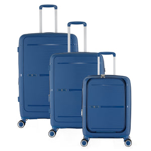 3-Piece Luggage Set, PP Material Hard Shell Suitcases, 8 Spinner Wheels, Telescopic Handle & Anti-Theft Zippers