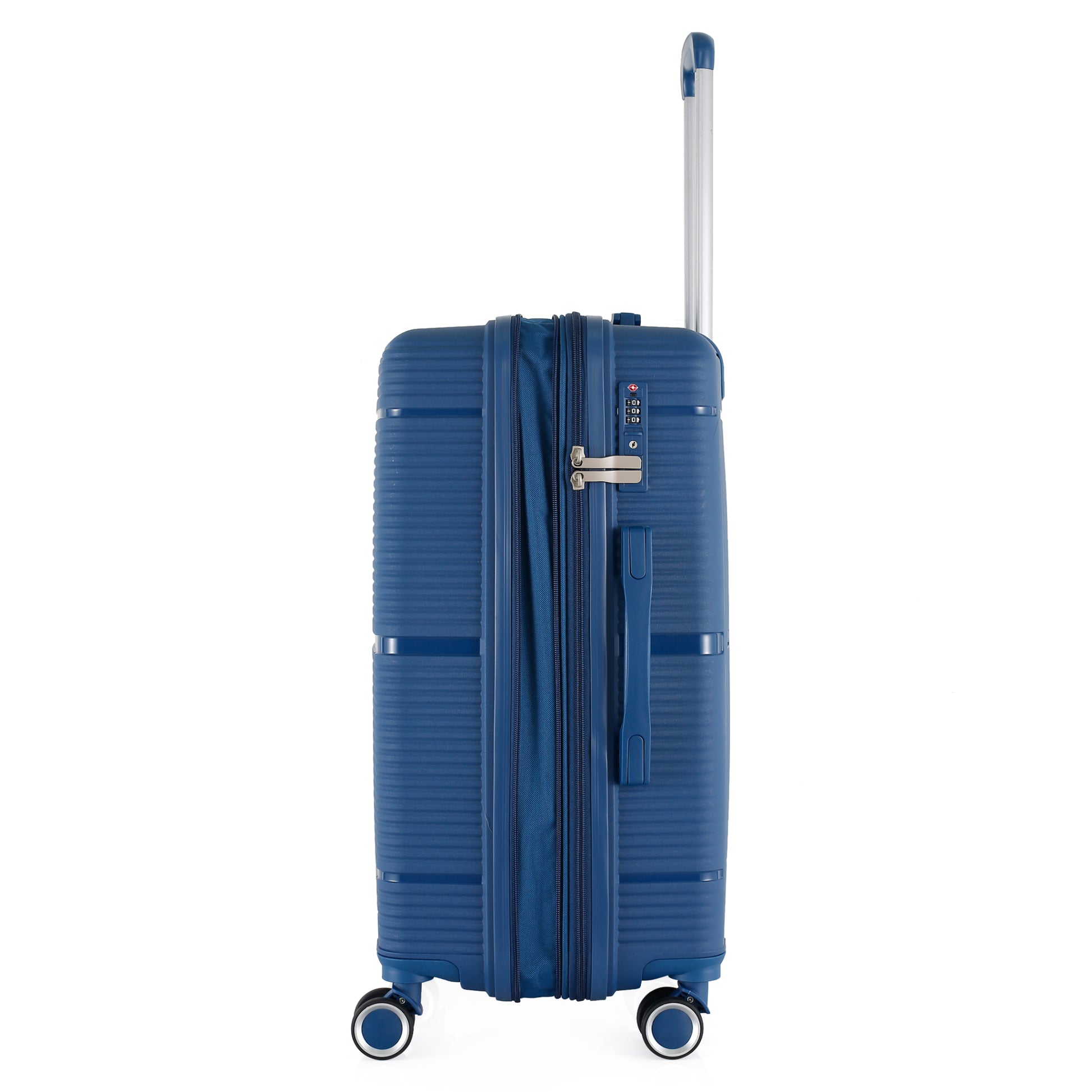 3-Piece Luggage Set, PP Material Hard Shell Suitcases, 8 Spinner Wheels, Telescopic Handle & Anti-Theft Zippers